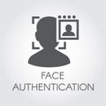 Face authentication flat icon. Facial biometric identity. Silhouette of human head in recognition camera Royalty Free Stock Photo