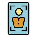 Face authorization icon vector flat
