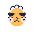 Face avatar with sad emotion. Cute abstract character with unhappy upset facial expression. Comic funny doodle head