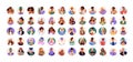 Face avatars bundle of diverse characters. Head portraits of modern young men, women of different race, business