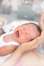 Face of baby infant crying Royalty Free Stock Photo