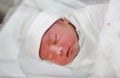 Face of baby infant sleep in the blanket Royalty Free Stock Photo