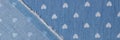 Face and back side of blue fabric with hearts pattern. Royalty Free Stock Photo