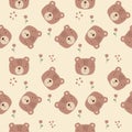 Face bear cartoon so cute. On flower background. Pattern seamless vector illustration Royalty Free Stock Photo