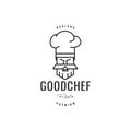 Face bearded with hat chef logo design