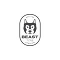 Face beast wolf vintage badge logo design