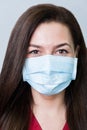 Face of a beautiful dentist woman wearing a mask