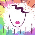 Face of beautiful girl. Fashion icon. Makeup artist. Logo template. Make up elements. Woman face