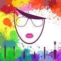 Face of beautiful girl. Makeup artist. Fashion icon. Woman face. Logo template