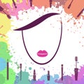 Face of beautiful girl. Makeup artist. Logo template. Woman face. Fashion icon. Make up elements