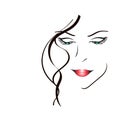 The face of a beautiful girl. vector illustration with contour lines on a white background. image for beauty salons. Spa