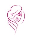 face of a beautiful girl - vector logo. Beauty salon, hairstyle Royalty Free Stock Photo