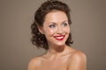 Face of a beautiful happy brunette woman Royalty Free Stock Photo