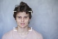 Face Biometrics, The concept of a new technology of face recognition on polygonal grid is constructed by the points of IT security Royalty Free Stock Photo