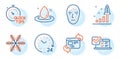 24 hours, Refresh website and Snowflake icons set. Face biometrics, Online survey and Quick tips signs. Vector Royalty Free Stock Photo