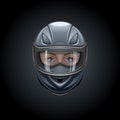Face in a black helmet