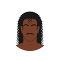 Face of black man with retro hairstyle long curly hair