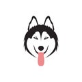 Face black siberian husky with tongue logo design vector graphic symbol icon sign illustration creative idea