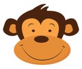 Emoji of the face of a smiling animal, monkey, vector or color illustration