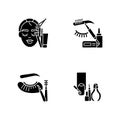 Face care black glyph icons set on white space