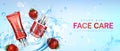 Face care with strawberries in water splash Royalty Free Stock Photo