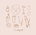 Face care tools collection light brown Royalty Free Stock Photo