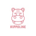 Face cartoon cute line hippo logo design vector graphic symbol icon illustration creative idea Royalty Free Stock Photo