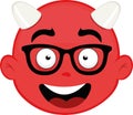 face of a cartoon devil with a happy expression and with glasses Royalty Free Stock Photo