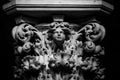 Face carved in stone on cathedral columns