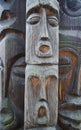 Face carved in wood. sculpture made of wood. Wooden Tree Sculptu Royalty Free Stock Photo