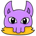 Face cat animal head covered with mask, doodle icon drawing