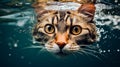 Face cat underwater. Close up