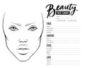 Face chart Blank. Makeup Artist Vector template.