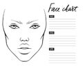 Face chart Blank. Makeup Artist Vector template.