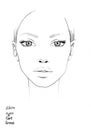 Face chart Makeup Artist Blank. Beautiful woman portrait. Face chart. Makeup Artist Blank. Template.