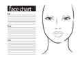 Face chart Makeup Artist Blank. Template. illustration. Royalty Free Stock Photo