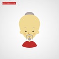 Face of chinese old man. Vector avatar. Royalty Free Stock Photo