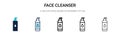 Face cleanser icon in filled, thin line, outline and stroke style. Vector illustration of two colored and black face cleanser