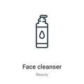 Face cleanser outline vector icon. Thin line black face cleanser icon, flat vector simple element illustration from editable