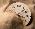 Face of clock in sand Royalty Free Stock Photo