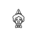 The face of clown hand drawn sketch icon.
