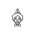 The face of clown hand drawn sketch icon.