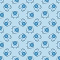 Face with Cog Wheel Sociology vector blue seamless pattern