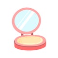 Face compact powder in opened package. Hand drawn makeup product. Vector illustration