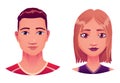 Face construction element, avatar creation with girl and boy templates. Vector cartoon heads. Head parts pack for face Royalty Free Stock Photo
