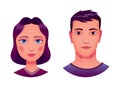 Face construction element, avatar creation with girl and boy templates. Vector cartoon heads. Head parts pack for face Royalty Free Stock Photo