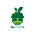 Face cool cartoon green fruit logo design, vector graphic symbol icon illustration creative idea Royalty Free Stock Photo