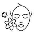 Face cosmetic flower icon, outline style