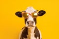 character portrait face head sunglasses funny colourful cute animal cow. Generative AI.