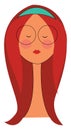 A crazy looking girl with her hair colored in red vector or color illustration
